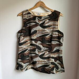 Jacobson’s Petite Vintage 90s Silk Animal Print Top 12P